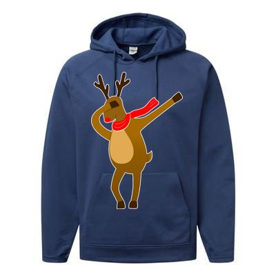 Dabbing Red Nose Reindeer Christmas Performance Fleece Hoodie