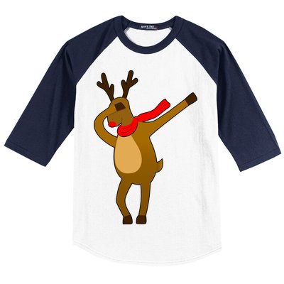 Dabbing Red Nose Reindeer Christmas Baseball Sleeve Shirt