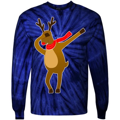 Dabbing Red Nose Reindeer Christmas Tie-Dye Long Sleeve Shirt