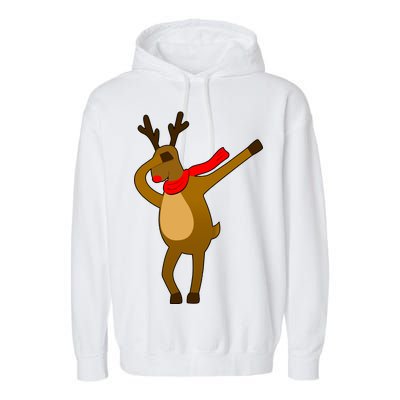 Dabbing Red Nose Reindeer Christmas Garment-Dyed Fleece Hoodie