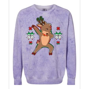 Dabbing Reindeer Colorblast Crewneck Sweatshirt