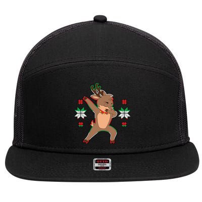 Dabbing Reindeer 7 Panel Mesh Trucker Snapback Hat