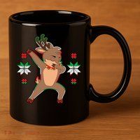 Dabbing Reindeer 11oz C Handle Ceramic Mug