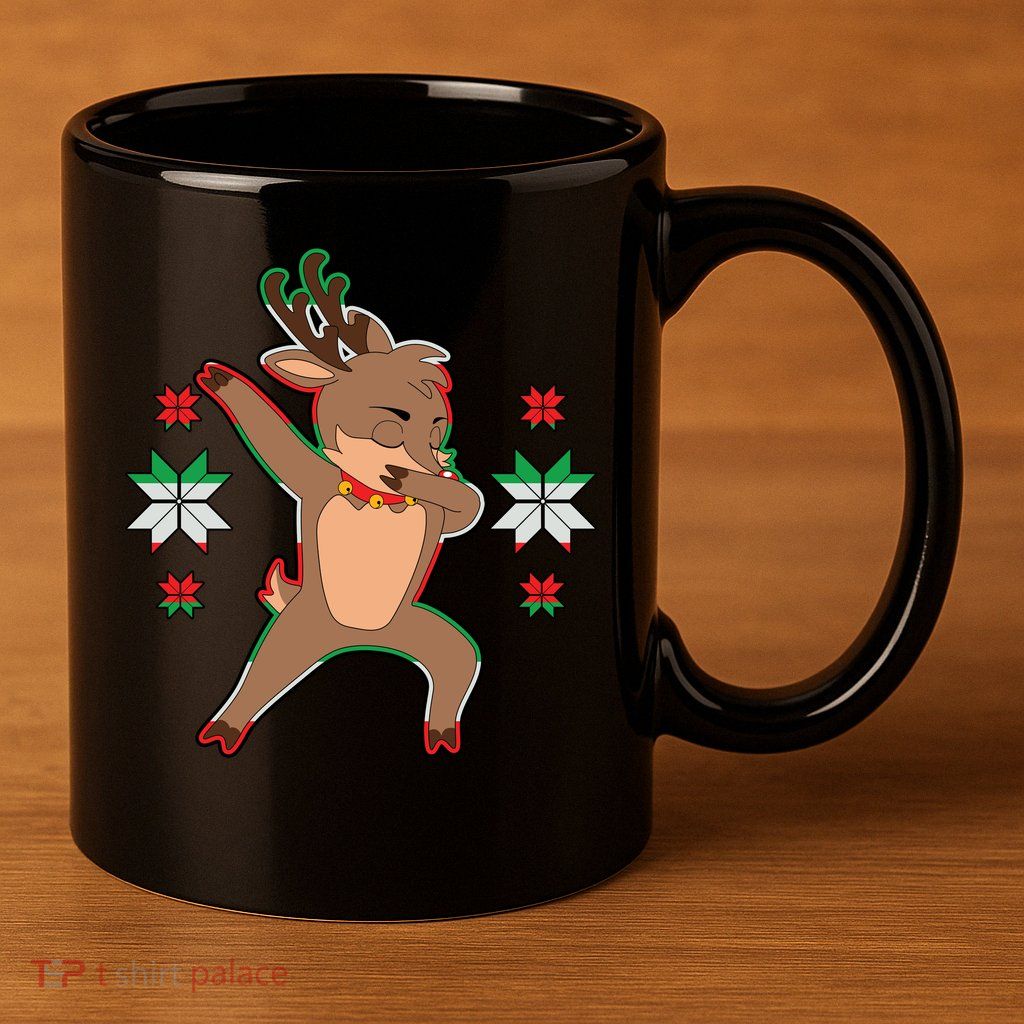 Dabbing Reindeer 11oz C Handle Ceramic Mug