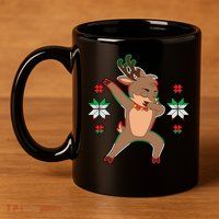 Dabbing Reindeer 11oz C Handle Ceramic Mug