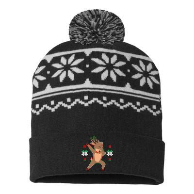 Dabbing Reindeer USA-Made Snowflake Beanie