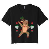 Dabbing Reindeer Women's Crop Top Tee