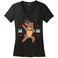 Dabbing Reindeer Women's V-Neck T-Shirt