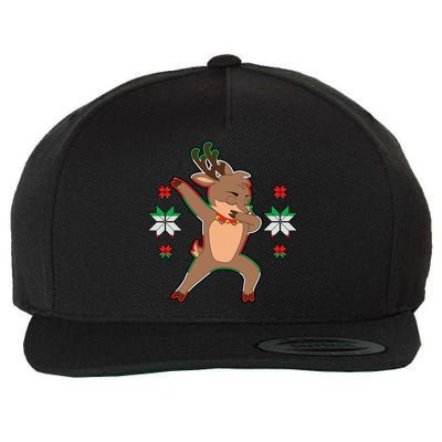 Dabbing Reindeer Wool Snapback Cap