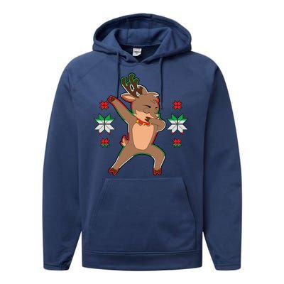 Dabbing Reindeer Performance Fleece Hoodie