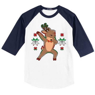 Dabbing Reindeer Baseball Sleeve Shirt