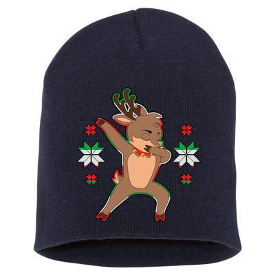 Dabbing Reindeer Short Acrylic Beanie