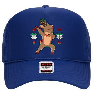 Dabbing Reindeer High Crown Mesh Back Trucker Hat