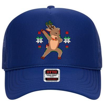 Dabbing Reindeer High Crown Mesh Back Trucker Hat