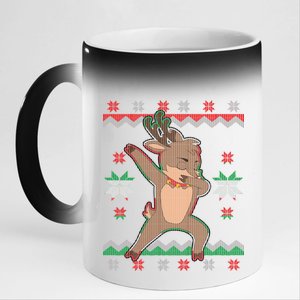 Dabbing Reindeer Ugly Christmas 11oz Black Color Changing Mug