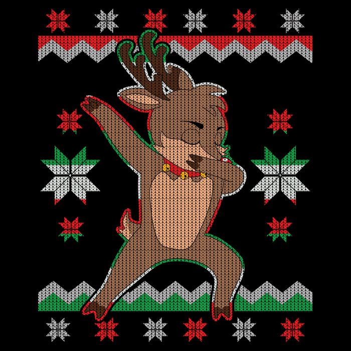 Dabbing Reindeer Ugly Christmas USA-Made Doggie Bandana