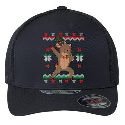 Dabbing Reindeer Ugly Christmas Flexfit Unipanel Trucker Cap