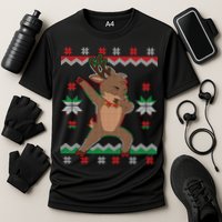 Dabbing Reindeer Ugly Christmas Cooling Performance Crew T-Shirt
