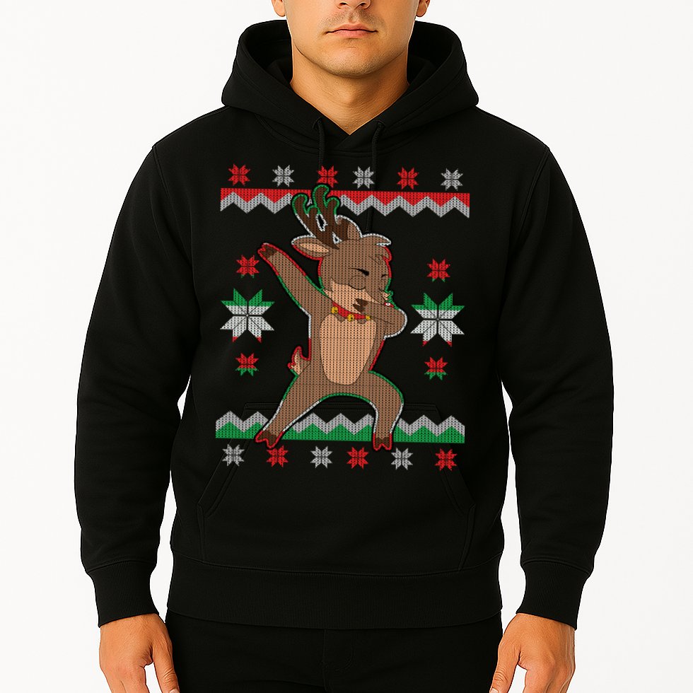 Dabbing Reindeer Ugly Christmas Hoodie