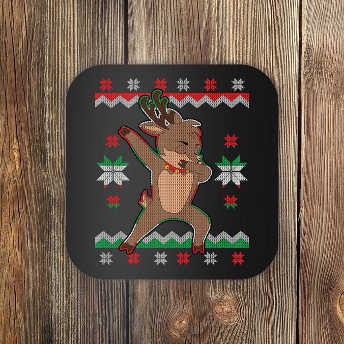 Dabbing Reindeer Ugly Christmas Coaster