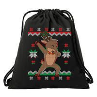 Dabbing Reindeer Ugly Christmas Drawstring Bag