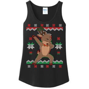 Dabbing Reindeer Ugly Christmas Ladies Essential Tank