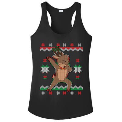Dabbing Reindeer Ugly Christmas Ladies PosiCharge Competitor Racerback Tank