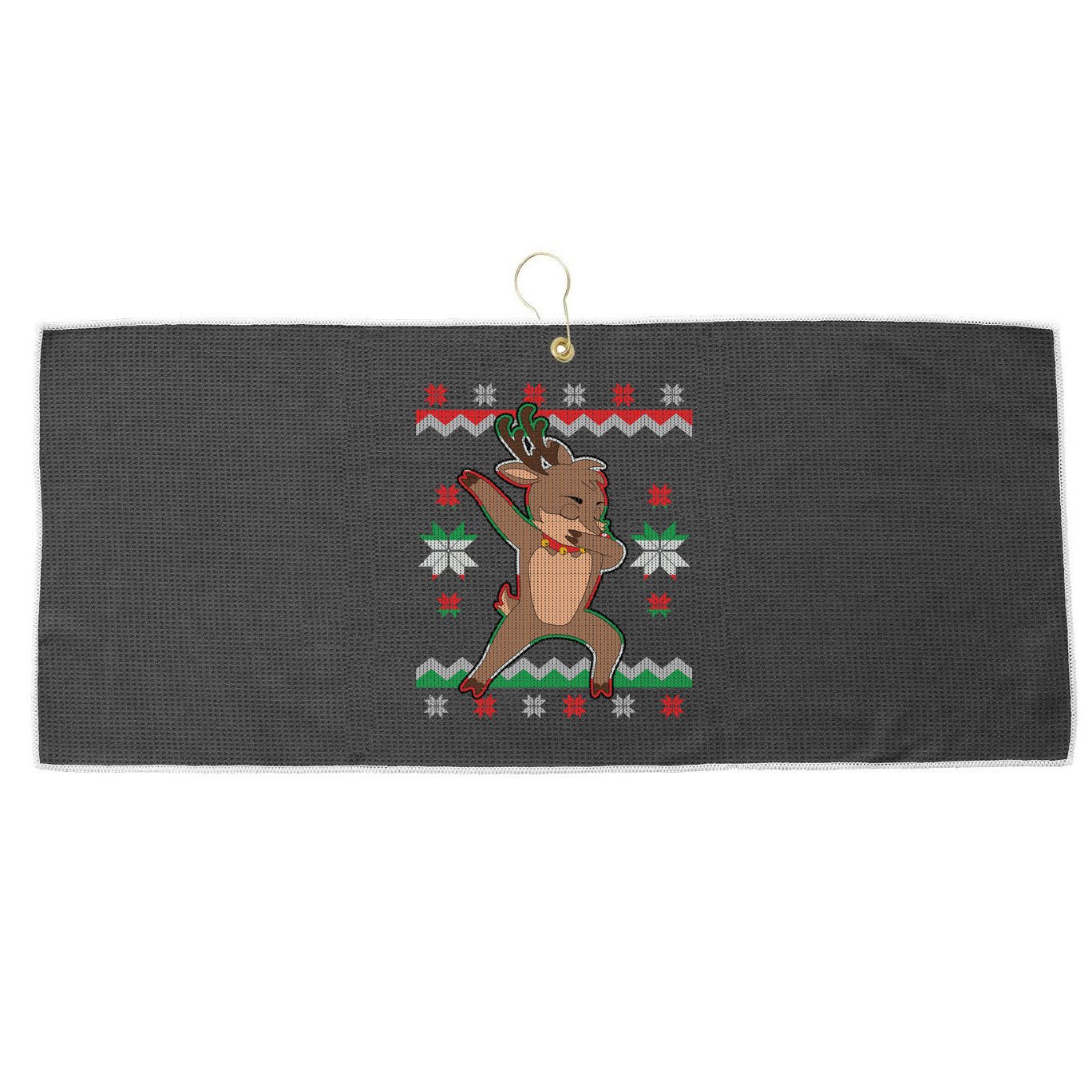 Dabbing Reindeer Ugly Christmas Large Microfiber Waffle Golf Towel