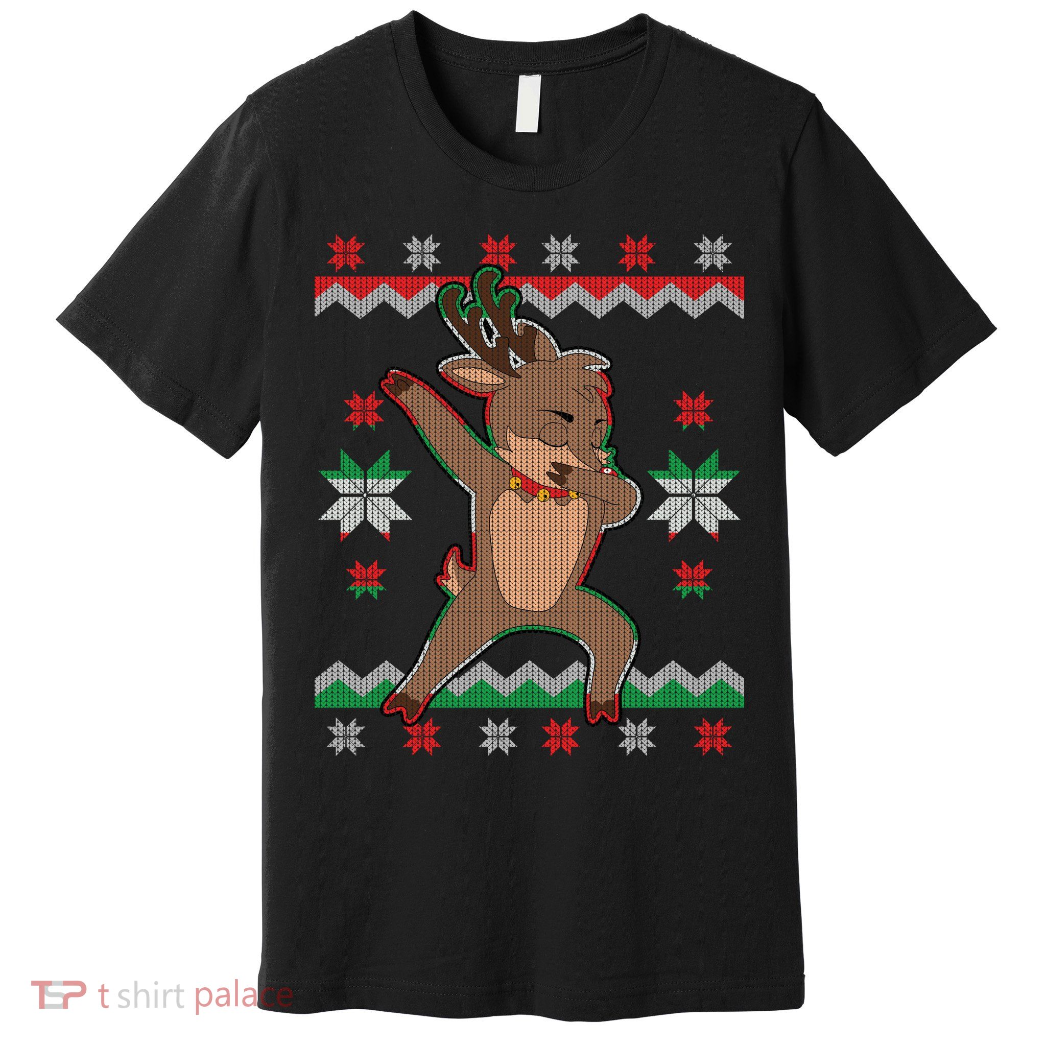 Dabbing Reindeer Ugly Christmas Premium T-Shirt
