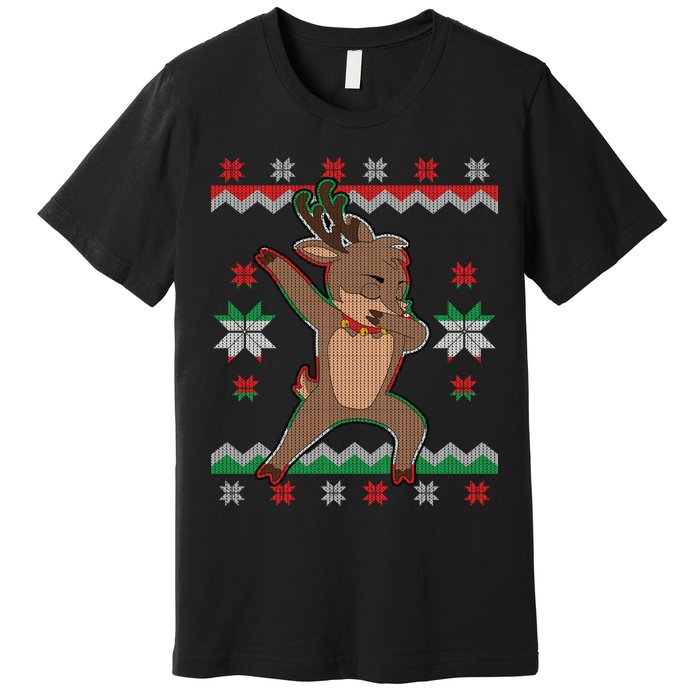 Dabbing Reindeer Ugly Christmas Premium T-Shirt