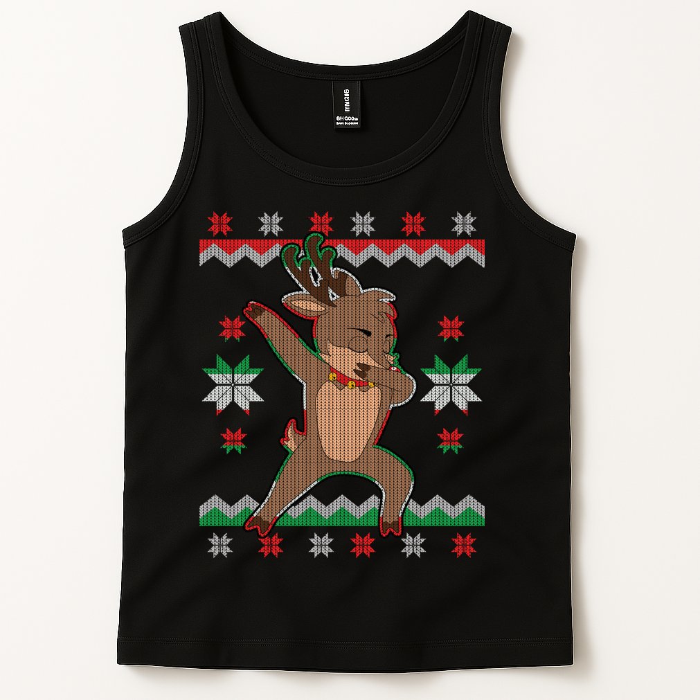 Dabbing Reindeer Ugly Christmas Tank Top