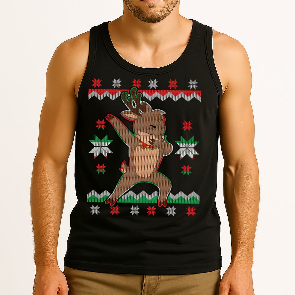 Dabbing Reindeer Ugly Christmas Tank Top
