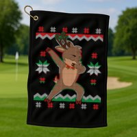 Dabbing Reindeer Ugly Christmas Golf Towel