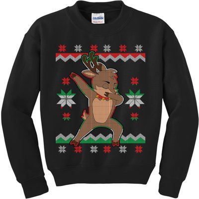 Dabbing Reindeer Ugly Christmas Kids Sweatshirt