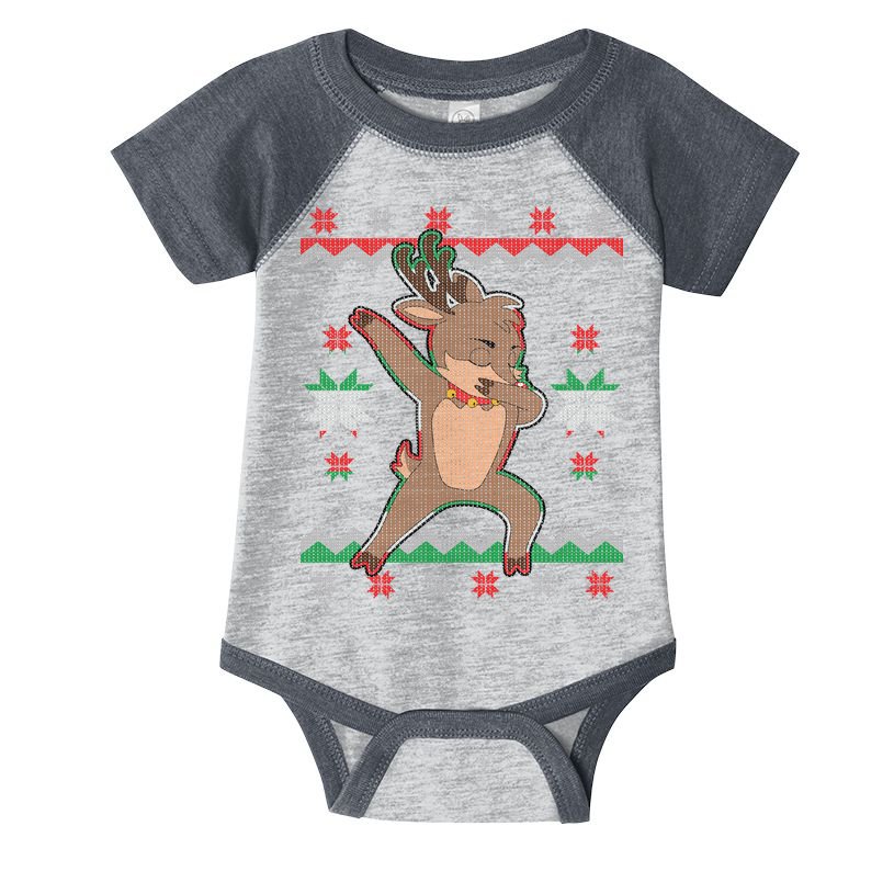 Dabbing Reindeer Ugly Christmas Infant Baby Jersey Bodysuit