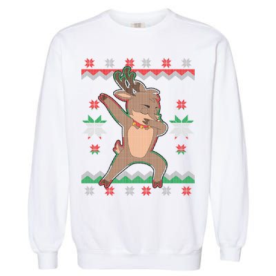 Dabbing Reindeer Ugly Christmas Garment-Dyed Sweatshirt
