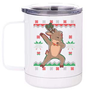 Dabbing Reindeer Ugly Christmas 12 oz Stainless Steel Tumbler Cup