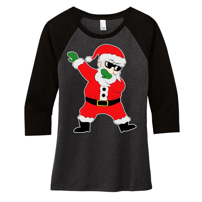 Dabbing Santa Women's Tri-Blend 3/4-Sleeve Raglan Shirt