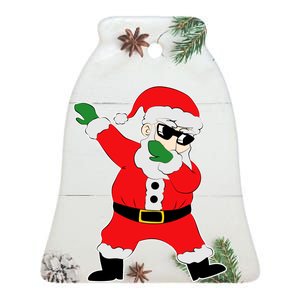 Dabbing Santa Ceramic Bell Ornament