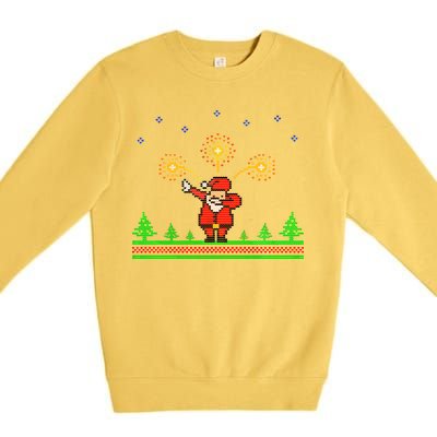 Dabbing Santa 8-Bit Ugly Christmas Premium Crewneck Sweatshirt