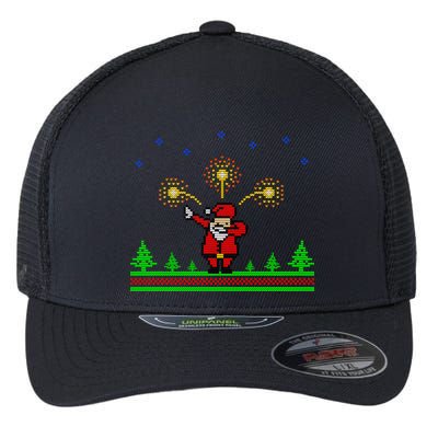 Dabbing Santa 8-Bit Ugly Christmas Flexfit Unipanel Trucker Cap