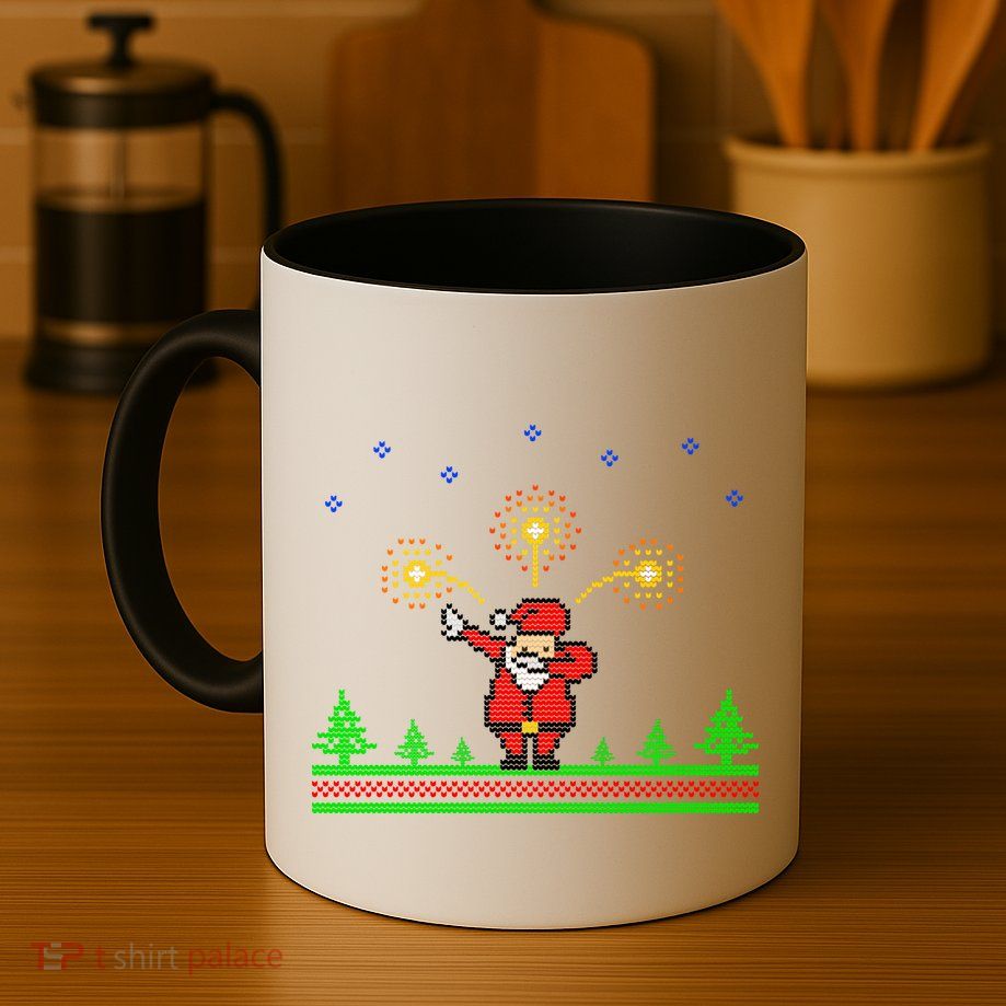 Dabbing Santa 8-Bit Ugly Christmas Mug