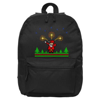 Dabbing Santa 8-Bit Ugly Christmas 16 in Basic Backpack