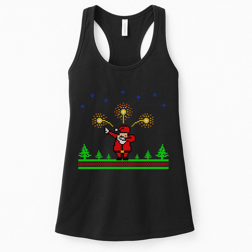 Dabbing Santa 8-Bit Ugly Christmas Womens Tank Top