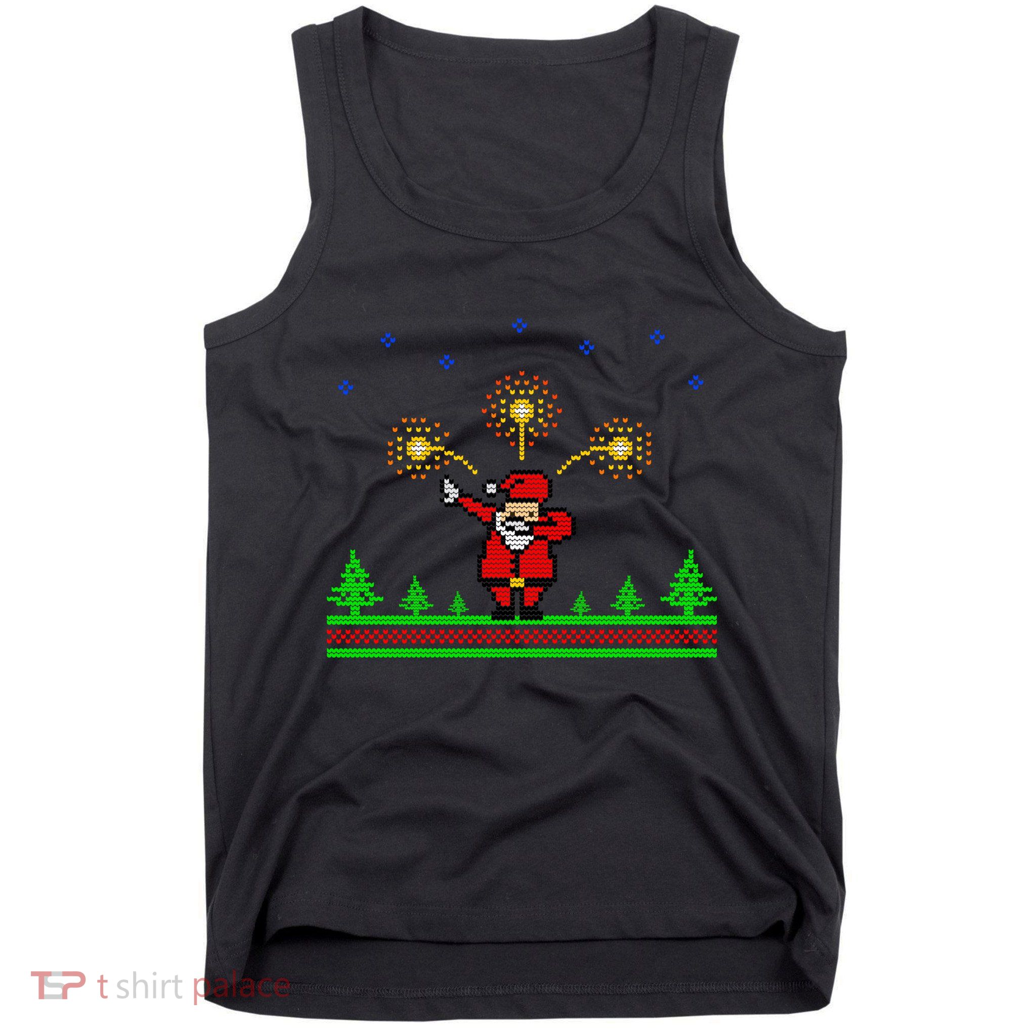 Dabbing Santa 8-Bit Ugly Christmas Tank Top