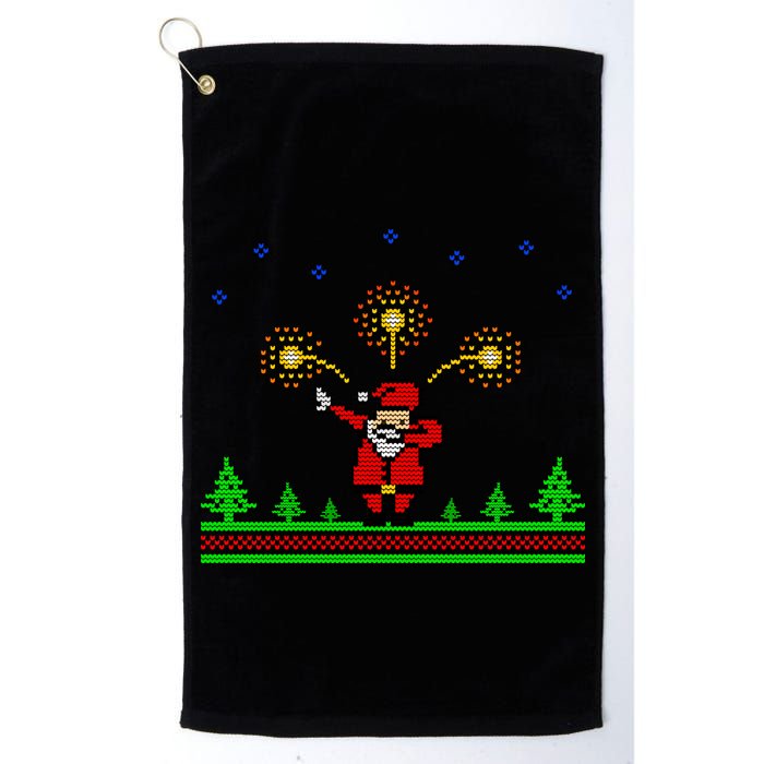 Dabbing Santa 8-Bit Ugly Christmas Golf Towel