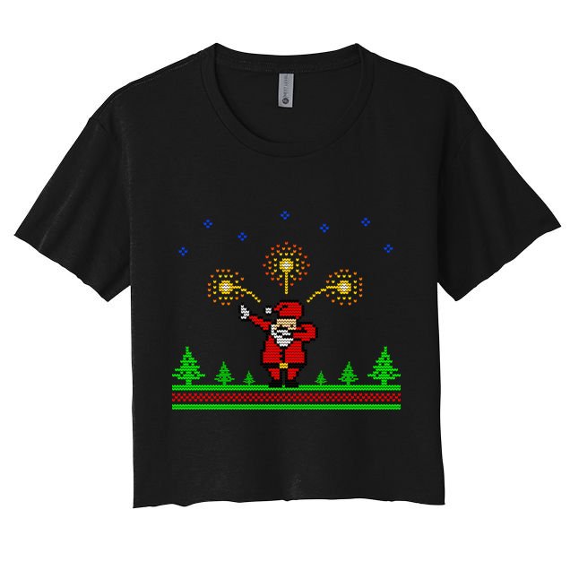 Dabbing Santa 8-Bit Ugly Christmas Crop Top