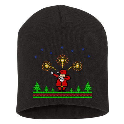 Dabbing Santa 8-Bit Ugly Christmas Short Acrylic Beanie