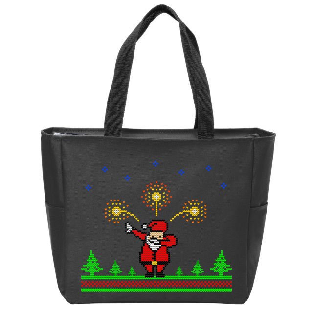 Dabbing Santa 8-Bit Ugly Christmas Zip Tote Bag