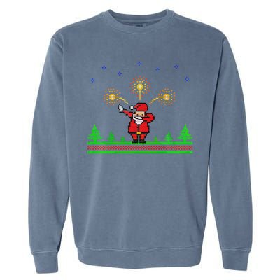 Dabbing Santa 8-Bit Ugly Christmas Garment-Dyed Sweatshirt